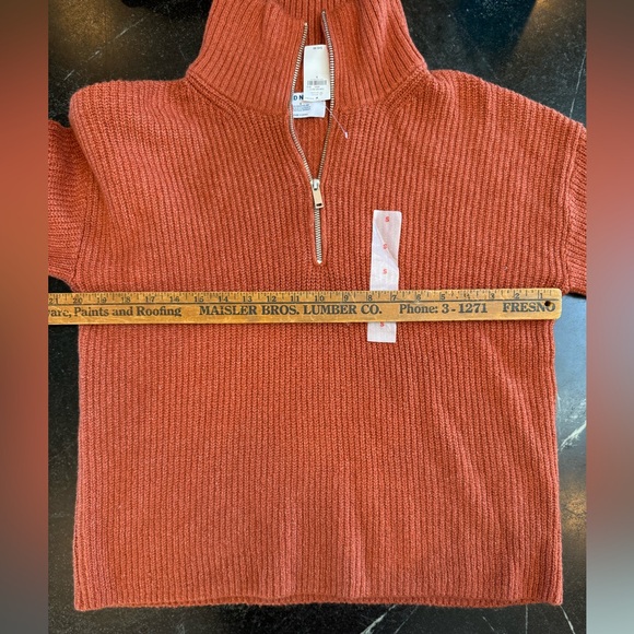 Old Navy SMALL Cozy Orange Half Zip Knit Sweater Pullover High Neck - Picture 5 of 8